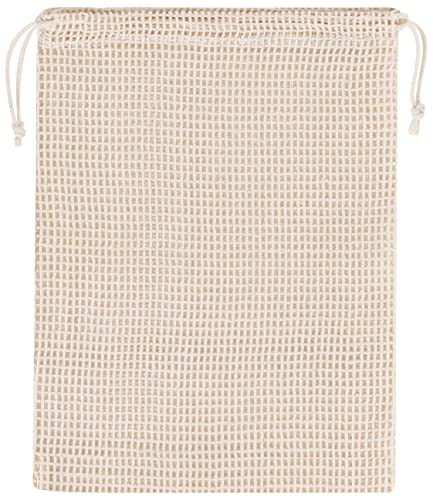 PALTERWEAR 100 Percent Natural Cotton Double Drawstring Mesh Bag For Herbs, Nuts, Spices (6 x 8 Inch - Set of 5) - size: 6 x 8 Inch - Set of 5