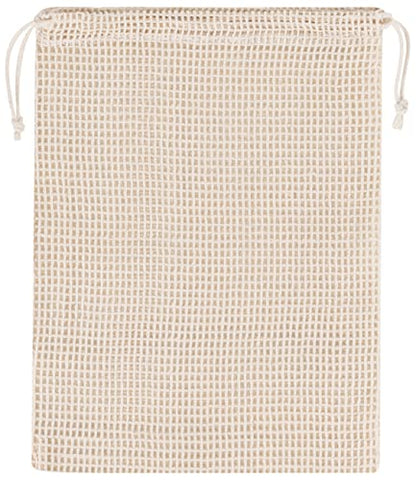 PALTERWEAR 100 Percent Natural Cotton Double Drawstring Mesh Bag For Herbs, Nuts, Spices (6 x 8 Inch - Set of 5) - size: 6 x 8 Inch - Set of 5