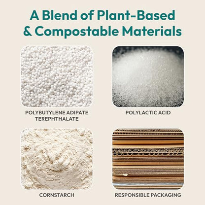 FEBU Compostable Food Storage Bags Variety Pack, 260 Count | Compostable & Biodegradable | PFAS & BPA Free | Drawer Organizer Box | 90 Snack, 90 Sandwich, 50 Quart, 30 Gallon - size: Variety Pack