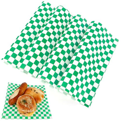 200 Pcs Wax Paper Sheets for Food Deli Wrap Paper Sheets 8.5x8.5"Food Basket Liners Checkered Square Sandwich Wraps for Burgers Bread Restaurant Barbecue Picnic(Green) - color: Green