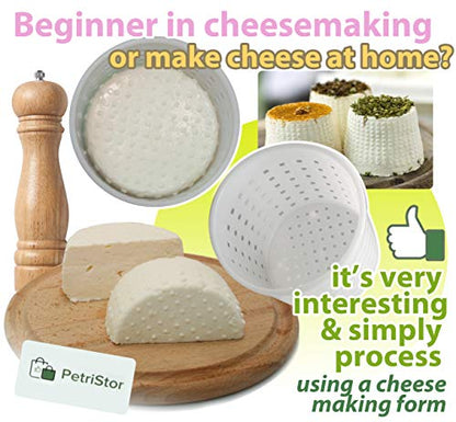 3 pcs Small Cheese Mold for Cheese Making 1/3 qt - Soft Cheese Molds - Homemade Cheese Making Supplies - Cream Cheese Form Mold - Moldes Para Queso Fresco Casero - Feta Ricotta Cheese Making
