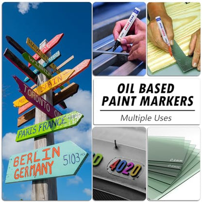 White Paint Markers, 24 Pack Oil-Based Waterproof Quick Dry Permanent Paint Pen Set for Rocks Painting, Wood, Fabric, Plastic, Canvas, Glass, Mugs, Metal, Tire, Stone, DIY Craft - color: White