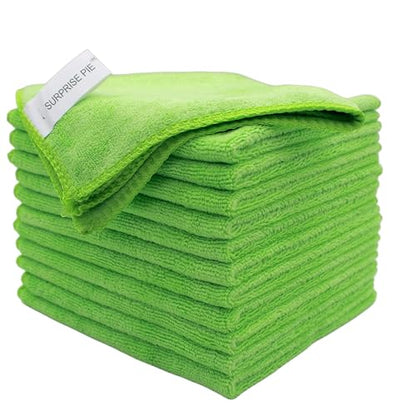 Ultra Absorbent 400 GSM Microfiber Cleaning Cloths, Thick Lint Free Reusable Towels for Kitchen, Glass, Car Detailing, Appliances & Household Cleaning, 12 Pack 12"x12" Green - color: Green