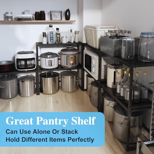 Expandable Metal Storage Shelves, 110LBS Heavy Duty Shelving Units and Storage for Pots Pans Small Appliances, Adjustable Metal Storage Shelf Organizer Rack for Kitchen Cabinets Closet Pantry Garage - size: 1 Tier：11.8"D x 28.9"W x 16.3"H