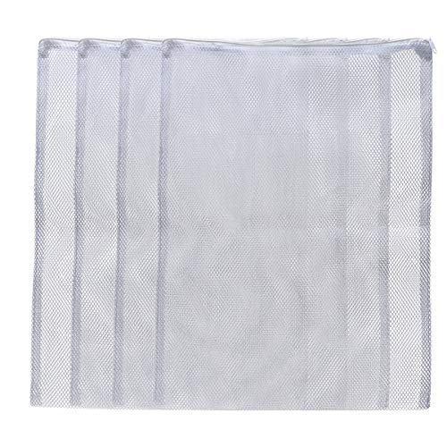 ALEGI Aquarium Mesh Bags Large Filter Media Bags, 17.8" by 13.5", 4pcs | Plastic Zipper, White Net Bags, For Bio Balls & Ammonia Remover