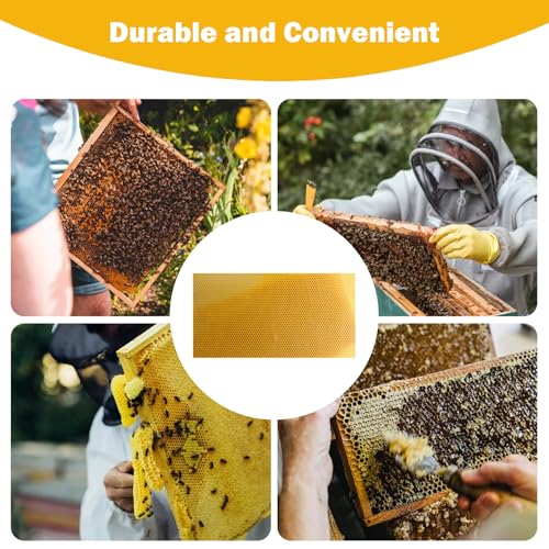 Beeswax Sheets 10Pcs 16.5x7.7in Natural Wax Foundation for Bee Frames Yellow Beeswax for Candle Making, Bee Hive Frames Beekeeping Supplies