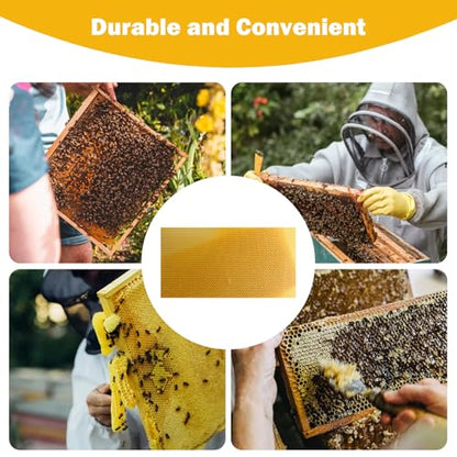 Beeswax Sheets 10Pcs 16.5x7.7in Natural Wax Foundation for Bee Frames Yellow Beeswax for Candle Making, Bee Hive Frames Beekeeping Supplies