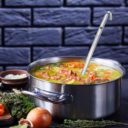 meekoo 3 Pieces Stainless Steel Ladle Soup Handle Ladle with Pouring Rim for Kitchen Cooking Soup Sauce (8 oz) - size: 8 oz