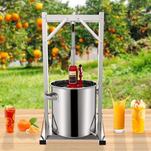 22L Fruit Wine Press, Manual Stainless Steel Cider Press with Hydraulic, Wine, Grape, Apple Press for Wine and Juice Making Supplies (22L) - style: 22L