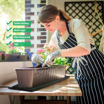LOCONHA Seedling Heat Mat for Seed Starting,10" x 20.75" Waterproof Heating Pad for Indoor Plants Germination (Black 2 Pack) - color: Black 2 Pack