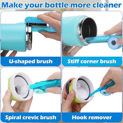 Palksky Water Bottle Cleaner Brush Kit for Hydroflask, Wide Straw Lid Brushes and Long Handle Scrubbing Bottles Brush for Hydro Flask 16/24/32/40 oz Cups - size: 4 Pack