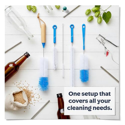 Fermentaholics The 5 Tool Takedown Bottle Brush Cleaning Kit | 5 Piece Scrubbing Brush Set for Cleaning Bottles, Jars, Jugs, Straws, Fermenters, Drains, and More