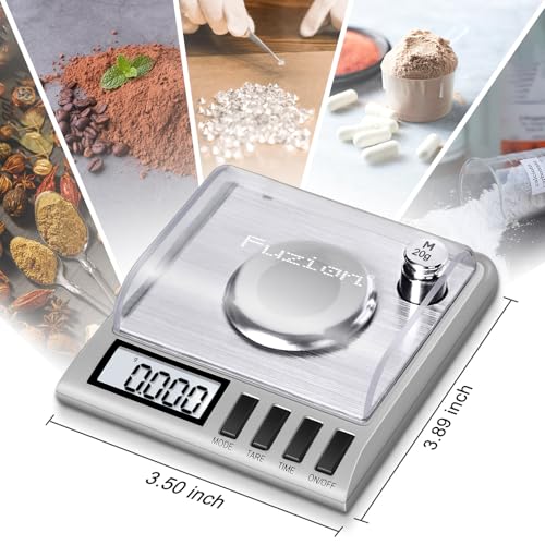 Fuzion Digital Milligram Scale, 50g/0.001g Powder Scale with 6 Accessories | Includes Calibration Weights, Mg Scale for Powder, Supplement, Jewelry, Capsule Filling, Reloading - color: Silver