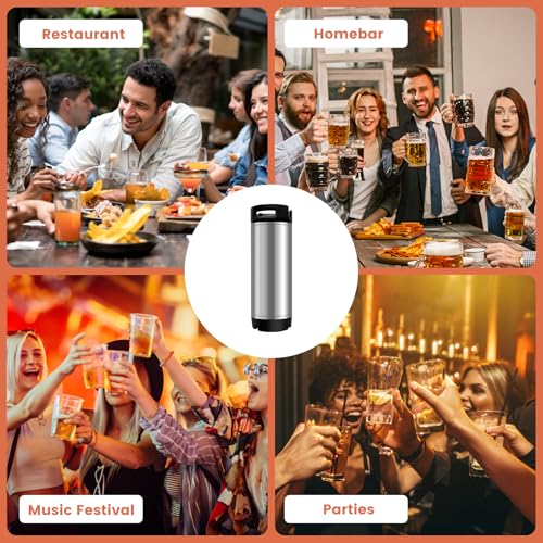5 Gallon Ball Lock Keg, Stainless Steel Corny Keg with Dual Rubber Handle, Equipment for Craft Beer Dispenser for Home Brew(20L)
