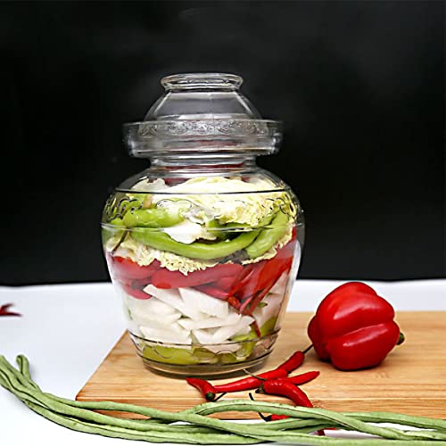 Fermentation Jar, 2.5 Liter Glass Pickle Jar with Water Seal Lid | Wide Mouth Clear Glass, Food Grade, Fermentation Kit for Making Pickles Kimchi, Sauerkraut