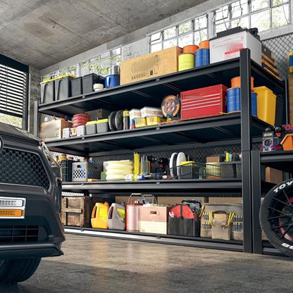 REIBII 60" W Garage Shelving, 2650LBS Heavy Duty Storage Shelves, 4 Tier Adjustable Industrial Shelving for Home, Kitchen, Garage, Basement, Commercial, Warehouse, Office, Store, 60" W x 24" D x 60" H - size: 60" W x 24" D x 60" H