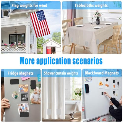 18pcs Outdoor Curtain Weights, Waterproof Magnetic Curtain Weights, Heavy Drapery Weights Bottom, Weighted Magnets for Heavy Wind, Shower Curtain, Garden Flag, Tablecloth (White, 9pairs) - color: White-18pcs