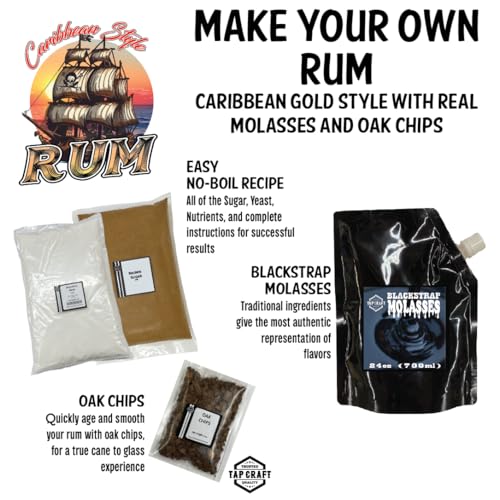 DIY Gold Rum Making Kit – Craft Your Own Caribbean-Style Rum at Home – 5 Gallon Fermentation & Distilling Kit for Home Brewers and Spirit Makers – Great for Hobbyists & Gift Ideas