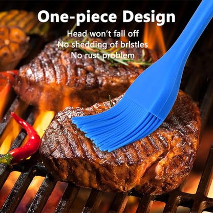 Hhyn Silicone Basting Pastry Brush Set 2 Pack Heat Resistant Spread Oil Butter Sauce for BBQ Grill Barbeque Kitchen Baking Cooking Pastries, 1 Large & 1 Small - color: 2 Pcs Black + Red