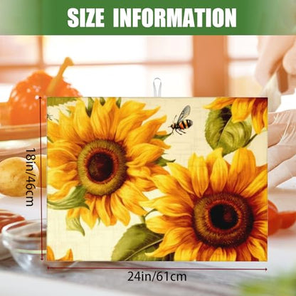 Sunflower Large Dish Drying Mats For Kitchen Counter Microfiber Kitchen Drying Mat XL Draining Pad Absorbent Quick Drying Dish Mat 18x24 Inch - color: Sunflower
