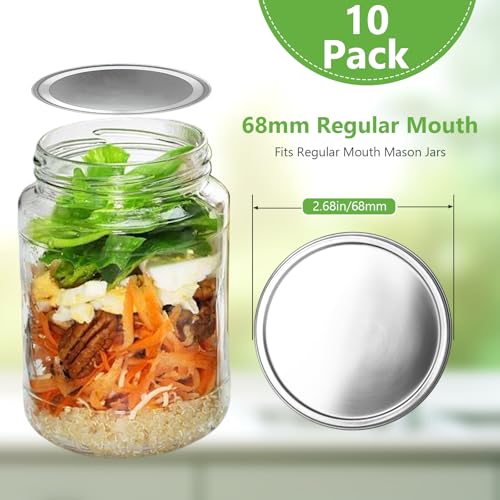 Mason Jar Lids 68mm & 83mm, 10 Pack Regular Mouth & 10 Pack Wide Mouth Metal Airtight Lids with Silicone Seal for Canning, Storage & Fermentation