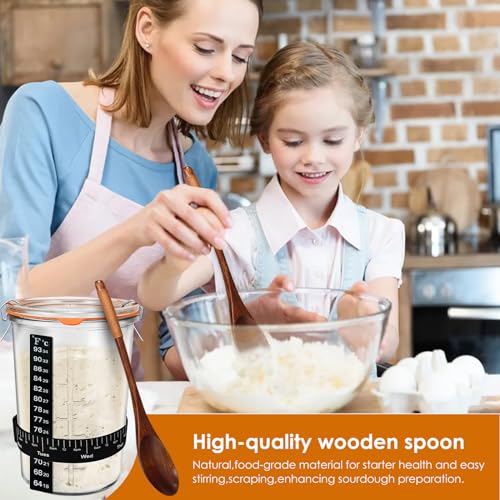 TOKPELA Sourdough Starter Jar Glass, Wide Mouth Sourdough Starter Jars, Sourdough Starter Kit with Wooden Spoon, Cloth Cover, Glass Lids, Sourdough Starter Jar 27oz for Sourdough Bread Baking Supplies - color: Sourdough Starter Jar