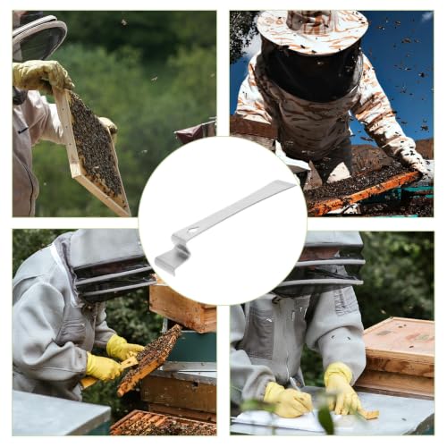 Stainless Steel Hive Tool Beekeeping Scraper for Scraping Beeswax and Propolis with Curved Head, Sturdy Handheld Hive Tool for Beekeepers to Pry Screws and Clean Beehive Frames