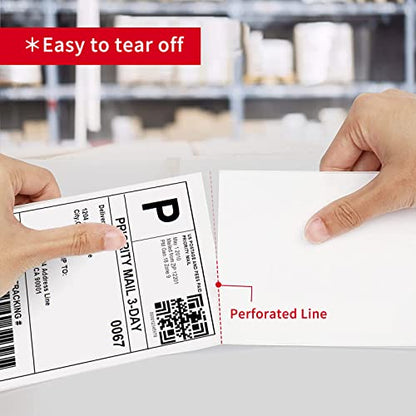 Misofuki 4x6 1 Stack 1000 Labels Fanfold Direct Thermal Shipping Labels Compatible with Rollo, MUNBYN, Zebra, Fargo Label Printer, Permanent Adhesive White Commercial Grade Labels for Thermal Printers - color: F-1-wh