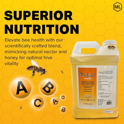 Mann Lake Pro-Sweet Liquid Bee Feed, Prevents Crystallization & Fermentation, Ideal for Nectar Dearth and Cool Seasons, Beekeeper Essential, Healthy Colony, 2.5-Gallon Jug - size: 318 Fl Oz (Pack of 1)