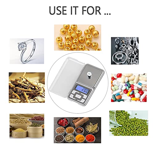 Digital Pocket Scale, 500g Capacity Mini Electronic Kitchen Food Scale, Jewelry Grams Scale with Hard Press Key, High Precision of 0.01g