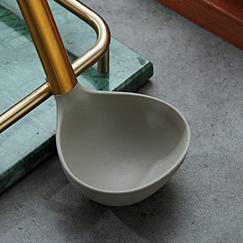 Gold Ladle, Berglander Non-stick Silicone Kitchen Ladle With Titainium Gold Plating handle, Soup Ladle, Cooking Ladle Soup Spoon For Cooking, Dishwasher Safe, Easy to Clean - style: g. Ladle