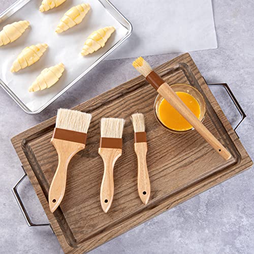 Pastry Tek Natural Wood Pastry / Basting Brush 4-Piece Set - with Boar Bristles - 1 count box - size: Set