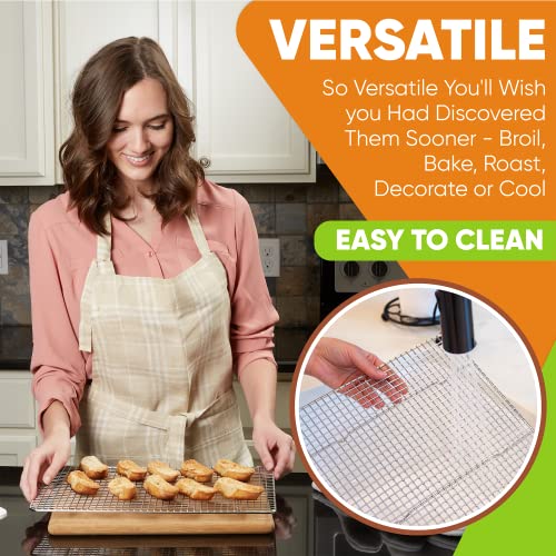 Spring Chef 10" x 15" Stainless Steel Cooling Racks for Baking - Oven Safe - Cookie Racks for Cooling Cookies - Fits Jelly Roll Pan - Perfect for Grilling, Roasting, Cooking, Drying - Set of 2 - size: 10"x15", style: 2 Pack