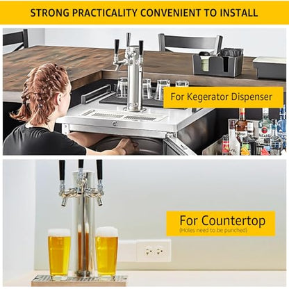 MRbrew Kegerator Tower Beer Tap Tower Dispenser 3 Faucet Beer Tower Draft Beer Dispenser Stainless Steel Keg Tap Tower 3'' Keg Tower Pre-assembled Line Beer Faucet Dispenser Kit For Home, Bar,Party - size: Three Tap Kegerator Tower