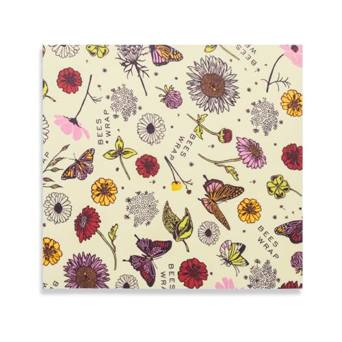 Bee's Wrap Beeswax Wraps for Food - Assorted 5 Pack of Beeswax Wraps - 2 Large & 3 Medium Wrap - Plastic Free Made in USA Reusable Natural Food Wrap - Meadow Magic Print - style: Meadow Magic (Beeswax) 5 Pack