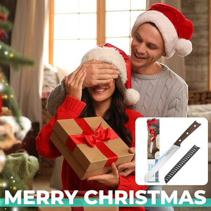 HAUSHOF Bread Knife with Sheath, 8-Inch Serrated Bread Knife for Homemade Bread, 5Cr15Mov Premium Stainless Steel Bread Cutter with Gift Box for Mom Dad, Full Tang and Ergonomic Handle - size: 8"