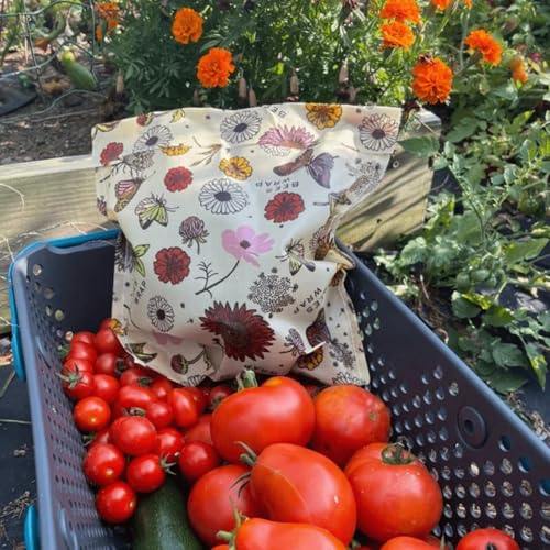 Bee's Wrap Beeswax Wraps for Food - 2 Meadow Magic Produce Bags - Made in USA Reusable & Organic Food Wraps & Reusable Sandwich Bags - Plastic Free Eco-Friendly Alternative to Aluminum Foil - style: Meadow Magic Produce Bags