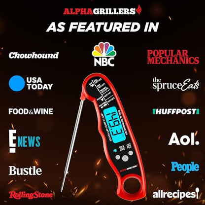 Alpha Grillers Meat Thermometer Digital – Instant Read Food Thermometer for Cooking & Grilling – Professional Kitchen Birthday Gifts for Men, Him, Dad, Husband, Boyfriend