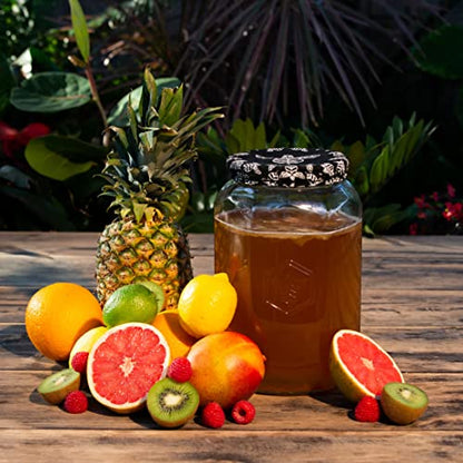 Craft A Brew - Kombucha Deluxe Starter Kit - For Home Brewing - Includes Kombucha Kit and SCOBY, plus 8 16oz Reusable Kombucha Bottles, Stainless Funnel and Strainer, and PH test Strips - color: Deluxe Kit