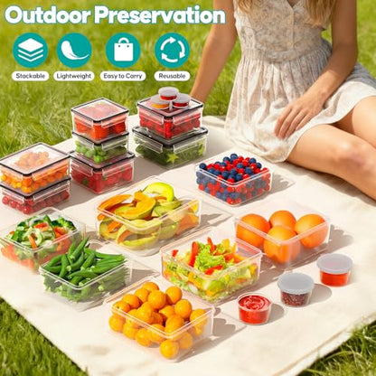 TOPCHASE 40 PCS Food Storage Containers with Lids Airtight (20 Containers & 20 Lids) - Plastic Food Containers for Kitchen Storage Reusable BPA-Free Leakproof Meal Prep Container with Labels & Pen - color: 20 Pack