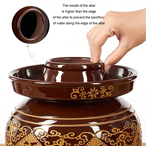 Thickened Ceramic Fermentation Crock Pickling Pot,Traditional Chinese Porcelain Pickle Jar,Fermenting Jar with Water Seal Airlock Lid Stoneware Fermenter for Kimchi 8KG - size: 8KG