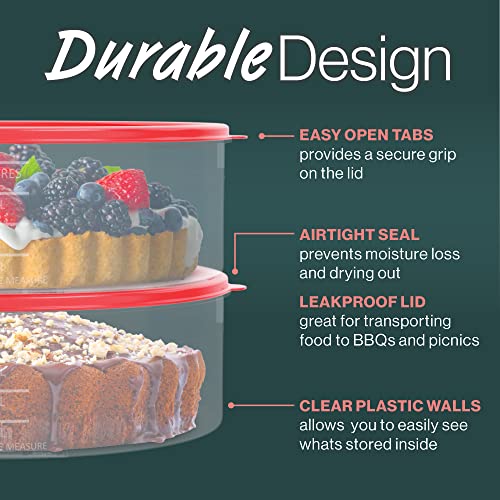 2 Pack Pie Carrier Cake Storage Container with Lid | 10.5" Large Round Plastic Cupcake Cheesecake Muffin Flan Cookie Tortilla Holder Storage Containers Airtight | Pie Keeper Transport Container - size: 2 Pack