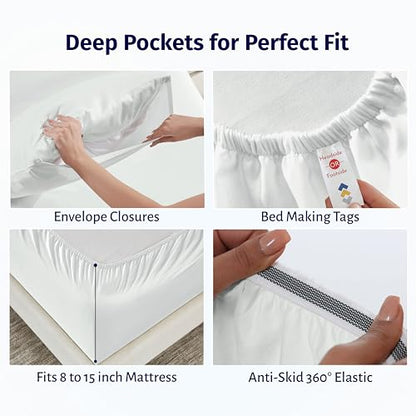 California Design Den Egyptian Percale Sheet Set Full Size - Certified 100% Egyptian Cotton, Lightweight Percale Cotton Sheets Full Size with Deep Pockets, Crisp & Durable Luxury Bedding Set - Silver - color: Silver, size: Full