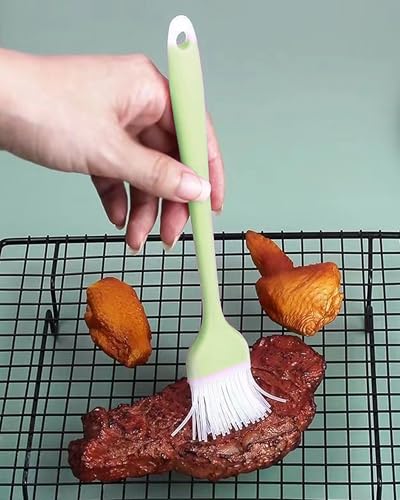 Pastry Brush Silicone Basting Brush for Cooking,2PCS 10+8 in Heat Resistant Food Brushes for Baking, Grilling, Cooking and Spreading Oil, Butter, BBQ Sauce, or Marinade (Green) - color: Green
