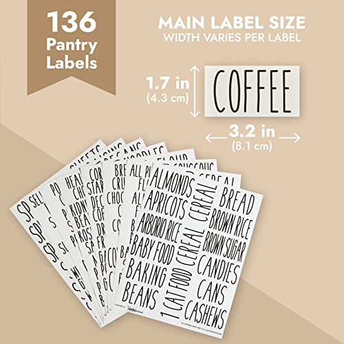 Talented Kitchen Kitchen Adhesive Labels - Waterproof Labels for Storage Bins - Pantry & Jar Stickers for Spices - Pack of 136, 2 x 3 in, Black Text on Clear Vinyl - color: Black Text on Clear Background
