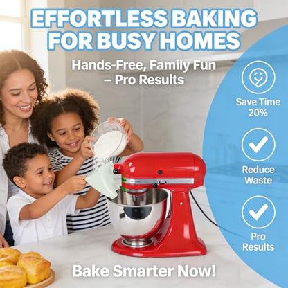 Flour Funnel for Kitchen Aid Mixer, Premium Funnel for Kitchen Aid Mixer with Anti-Splash Pouring Chute, Fits 4.5-5 Qt Tilt-Head & Bowl-Lift Models (KSM150), Durable Dishwasher(White+Red) - color: White+Red