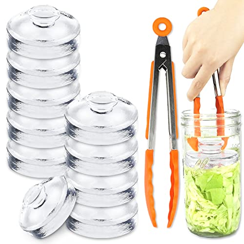 Artcome 10-Pack Glass Fermentation Weights with Easy Grip Handle and Unique Texture Design for Large Wide Mouth Mason Jars - size: 10 Pack