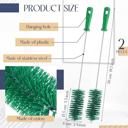 Baderke 2 Pieces Drain Brush Pipe Cleaning Tube Brushes 19.7 Inch Plastic Shower Pipe Flexible Cleaning Tool (Green,19.7 x 2.4 Inch) - color: Green, size: 19.7 x 2.4 Inch