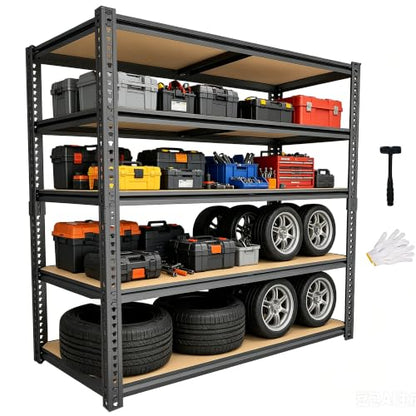 Storage Shelves Unit,40" W 5-Tier Garage Shelving Heavy Duty Metal Adjustable Garage Shelves,Stable Shelves Organizer for Pantry, Kitchen and Basement,40" W x 20" D x 72" H,Black - size: 20"D x 40"W x 72"H