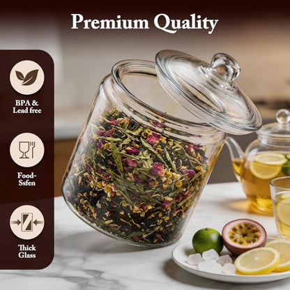 Masthome 1 Gallon Glass Cookie Jar with Airtight Lid, Large Clear Glass Storage Canister, Wide Mouth Food Storage Container for Pantry, Kitchen, Flour, Sugar, Pasta, Cookies, Candy, Dog Treats - color: Cookie Jar